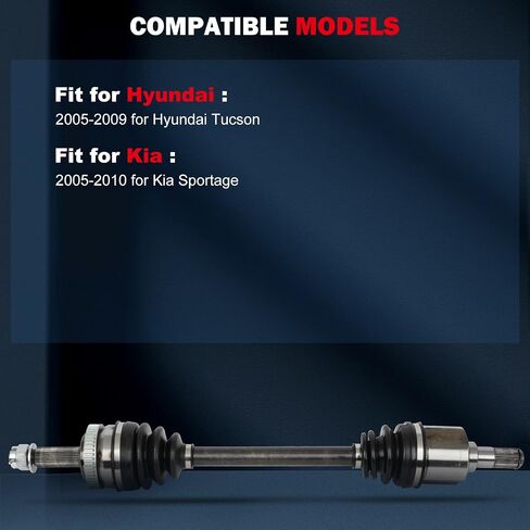 cciyu 66-3504 CV Axle Shaft Assembly Fit 2005-2009 for Hyundai Tucson 2.0L,2005-2009 for Hyundai Tucson 2.7L,2005-2010 for Kia Sportage 2.0L,2005-2010 for Kia Sportage 2.7L Front Left Drive Side FWD in Saudi Arabia