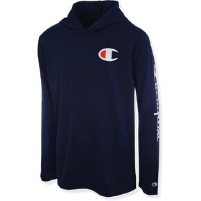 Champion Boys Long Sleeve Hooded Tee Shirt Lightweight Tech Fabric Athletic T-Shirt for Kids in Kuwait