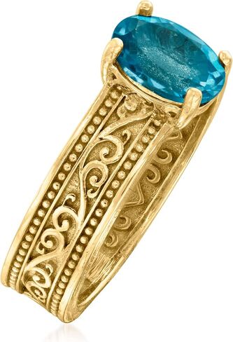 Ross-Simons 1.50 Carat London Blue Topaz Scrollwork Ring in 18kt Gold Over Sterling in Saudi Arabia