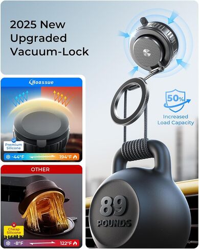 2025 Upgraded Vacuum Magnetic Car Phone Holder [89+LBS Suction/2800gf Magnet], Suction Cup Phone Mount, Ultra-Strong Magnetic Stand for Car/Mirror/Gym/Kitchen/iPhone16 15 14 13 12, Silver in Saudi Arabia