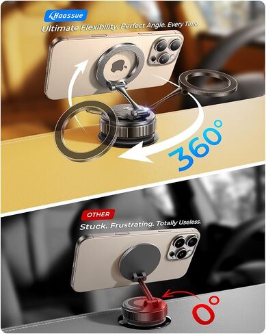 2025 Upgraded Vacuum Magnetic Car Phone Holder [89+LBS Suction/2800gf Magnet], Suction Cup Phone Mount, Ultra-Strong Magnetic Stand for Car/Mirror/Gym/Kitchen/iPhone16 15 14 13 12, Silver in Saudi Arabia