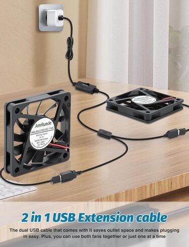 80mm x 25mm USB Fan 2 Packs 5V Small Computer Case Fan with Speed Control for CPU Xbox PlayStation Router Entertainment Cabinet 3D Printer in Saudi Arabia