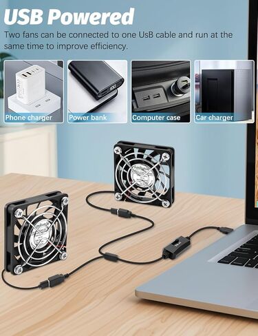 80mm x 25mm USB Fan 2 Packs 5V Small Computer Case Fan with Speed Control for CPU Xbox PlayStation Router Entertainment Cabinet 3D Printer in Saudi Arabia