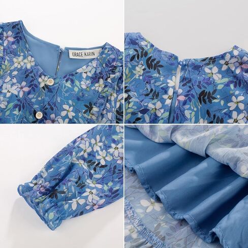 GRACE KARIN Girls Fall Floral Dresses 6-14Y Kids Winter Christmas Party Long Sleeve Holiday Hawaiian Flower Dress in Saudi Arabia