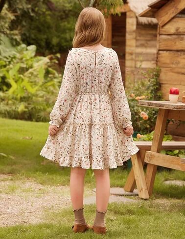 GRACE KARIN Girls Fall Floral Dresses 6-14Y Kids Winter Christmas Party Long Sleeve Holiday Hawaiian Flower Dress in Saudi Arabia