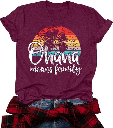Ohana تعني عائلة Tshirt Women: Hawaii Tropical Graphic T-Shirt Haction Faction in Saudi Arabia