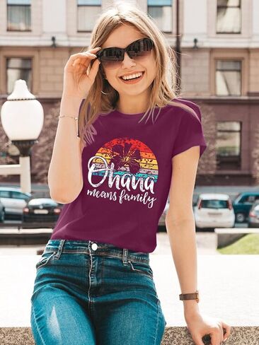 Ohana تعني عائلة Tshirt Women: Hawaii Tropical Graphic T-Shirt Haction Faction in Saudi Arabia