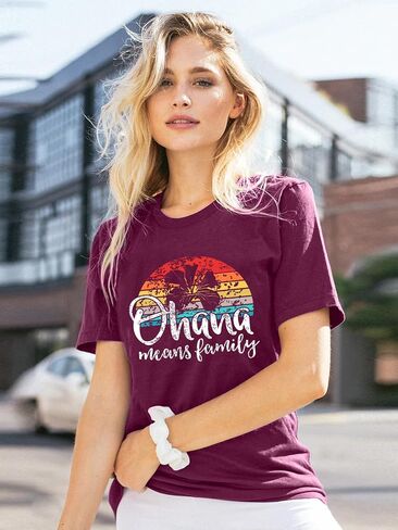 Ohana تعني عائلة Tshirt Women: Hawaii Tropical Graphic T-Shirt Haction Faction in Saudi Arabia