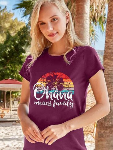 Ohana تعني عائلة Tshirt Women: Hawaii Tropical Graphic T-Shirt Haction Faction in Saudi Arabia