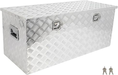 SCITOO 44 Inch Aluminum Truck Bed Tool Box,Heavy Duty Diamond Plate Trailer Tool Box with Lock Keys,Tool Storage Organizer Chest for Pick up,Truck Bed,ATV,RV TrailerWaterproof Silver 44X18X18 in Saudi Arabia