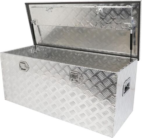 SCITOO 44 Inch Aluminum Truck Bed Tool Box,Heavy Duty Diamond Plate Trailer Tool Box with Lock Keys,Tool Storage Organizer Chest for Pick up,Truck Bed,ATV,RV TrailerWaterproof Silver 44X18X18 in Saudi Arabia