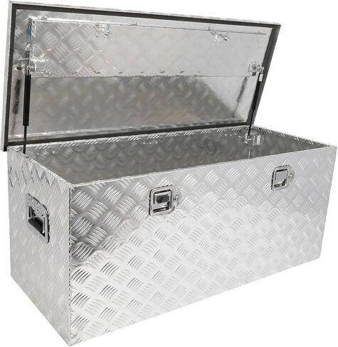SCITOO 44 Inch Aluminum Truck Bed Tool Box,Heavy Duty Diamond Plate Trailer Tool Box with Lock Keys,Tool Storage Organizer Chest for Pick up,Truck Bed,ATV,RV TrailerWaterproof Silver 44X18X18 in Saudi Arabia