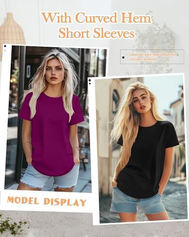 Huukeay 3 Pack Women's Short Sleeve Dorts Basic Cotton Summer Tunic Tops Rebtled Rece in Kuwait