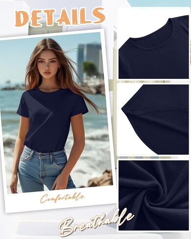 Huukeay 3 Pack Women's Short Sleeve Dorts Basic Cotton Summer Tunic Tops Rebtled Rece in Kuwait