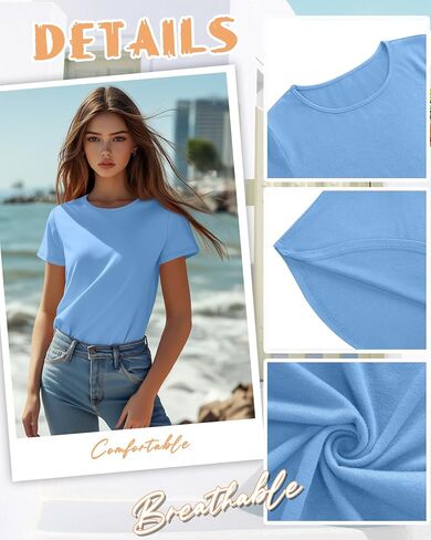 Huukeay 3 Pack Women's Short Sleeve Dorts Basic Cotton Summer Tunic Tops Rebtled Rece in Saudi Arabia