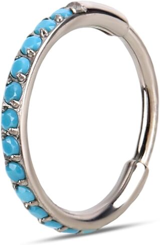 Turquoise Nose Rings Hoops, Nose Piercing Jewelry Hinged Septum Ring for Women Men Retro Gift Birthday Daily Wearing in Saudi Arabia