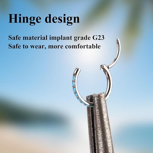 Turquoise Nose Rings Hoops, Nose Piercing Jewelry Hinged Septum Ring for Women Men Retro Gift Birthday Daily Wearing in Saudi Arabia