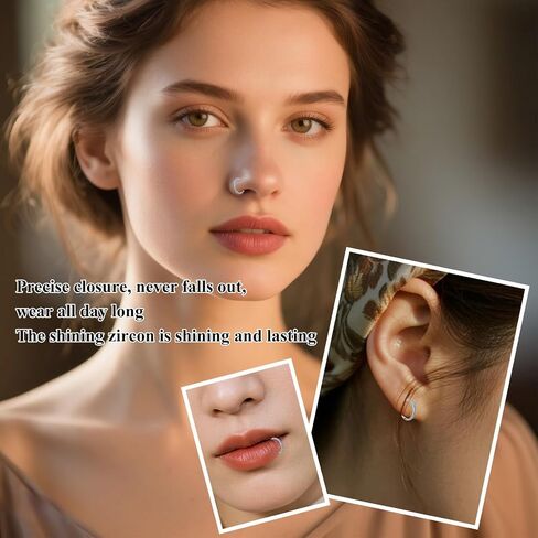 Turquoise Nose Rings Hoops, Nose Piercing Jewelry Hinged Septum Ring for Women Men Retro Gift Birthday Daily Wearing in Saudi Arabia