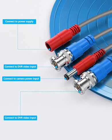 OOSSXX (4×150 Feet) Video Power Cable BNC Extension Outdoor Wired Surveillance Camera All-in-One Cables for CCTV Security Cameras DVR System with 4xBNC Connectors and 4xRCA Adapters,Black in Saudi Arabia