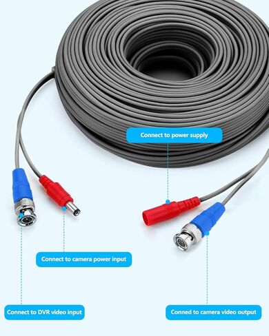 OOSSXX (4×150 Feet) Video Power Cable BNC Extension Outdoor Wired Surveillance Camera All-in-One Cables for CCTV Security Cameras DVR System with 4xBNC Connectors and 4xRCA Adapters,Black in Saudi Arabia