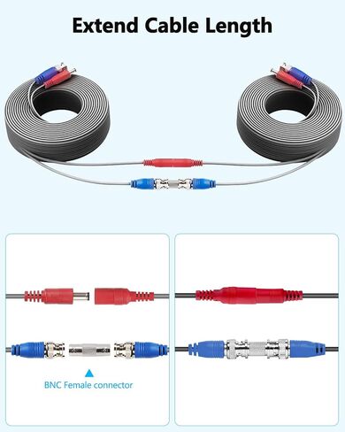 OOSSXX (4×150 Feet) Video Power Cable BNC Extension Outdoor Wired Surveillance Camera All-in-One Cables for CCTV Security Cameras DVR System with 4xBNC Connectors and 4xRCA Adapters,Black in Saudi Arabia