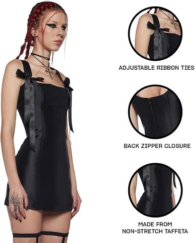 Dolls Kill Pixie Stardust Mini Dress by Mood Mood - Taffeta Dress with Fit and Flare Silhouette ، مثالي للمناسبات الخاصة - الأسود ، x -large in Saudi Arabia