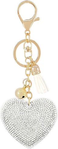 Women Heart Fashion Keychain Cute Shiny Rhinestone Butterfly Women Pendant Key Ring for Purse Handbags in Saudi Arabia