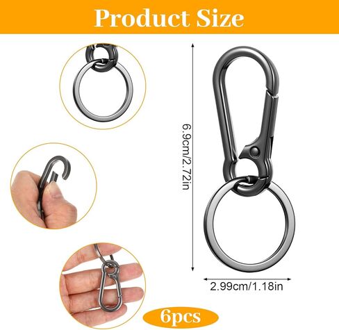 6 PCS Metal Keychains keyring سلسلة مفاتيح حلقة مقطع منظم لمفاتيح السيارة الرئيسية مفاتيح سلاسل Finder Rings Finder Keyring Accessories Women Men in Kuwait