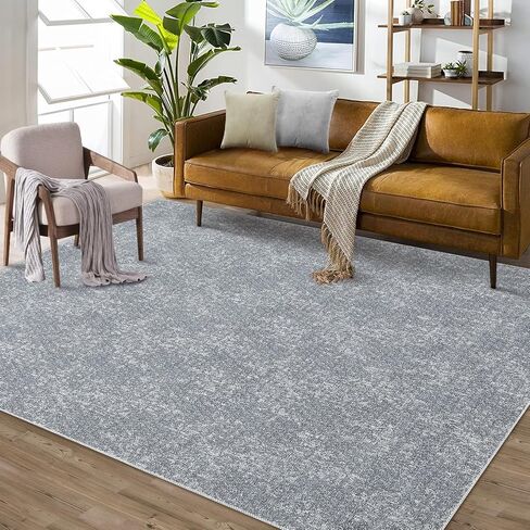 Washable 8x10 Rug with Non Slip Backing Modern Solid Jacquard Foldable Low Pile Carpet Contemporary Textured Carpet for Bedroom Living Room Office, Grey/ 8'x 10' in Saudi Arabia