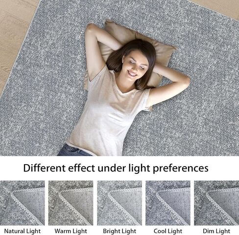 Washable 8x10 Rug with Non Slip Backing Modern Solid Jacquard Foldable Low Pile Carpet Contemporary Textured Carpet for Bedroom Living Room Office, Grey/ 8'x 10' in Saudi Arabia