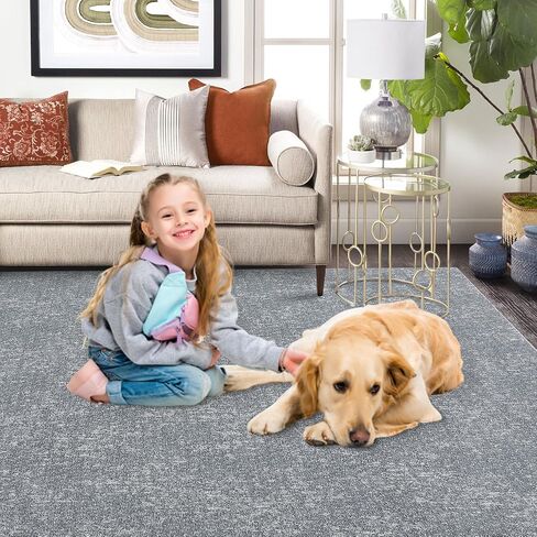 Washable 8x10 Rug with Non Slip Backing Modern Solid Jacquard Foldable Low Pile Carpet Contemporary Textured Carpet for Bedroom Living Room Office, Grey/ 8'x 10' in Saudi Arabia