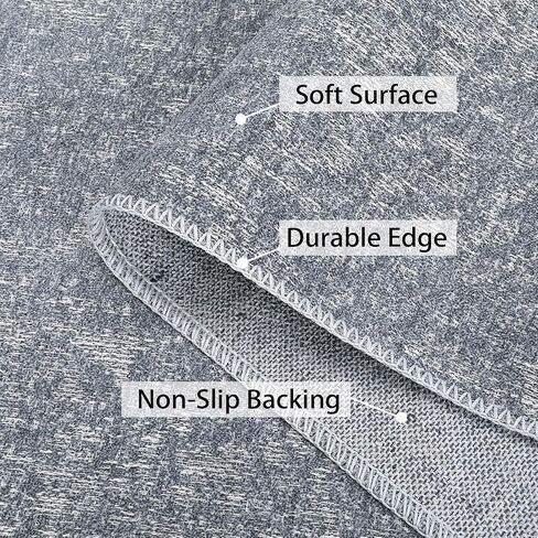 Washable 8x10 Rug with Non Slip Backing Modern Solid Jacquard Foldable Low Pile Carpet Contemporary Textured Carpet for Bedroom Living Room Office, Grey/ 8'x 10' in Saudi Arabia