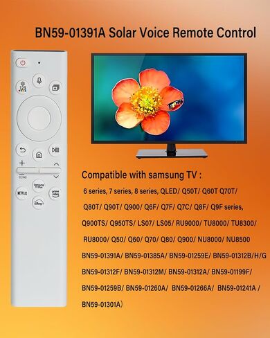 BN59-01385A استبدال التحكم عن بُعد في Samsung Smart Smart TV. ل 2018-2024 Samsung Smart TV Frame Crystal UHD NEO QLED 4K 8K - Black in Saudi Arabia
