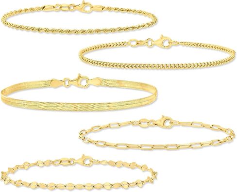 Ross-Simons Italian 18kt الذهب على مجموعة المجوهرات الاسترليني: 5 أساور سلسلة in Saudi Arabia