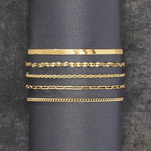 Ross-Simons Italian 18kt الذهب على مجموعة المجوهرات الاسترليني: 5 أساور سلسلة in Saudi Arabia