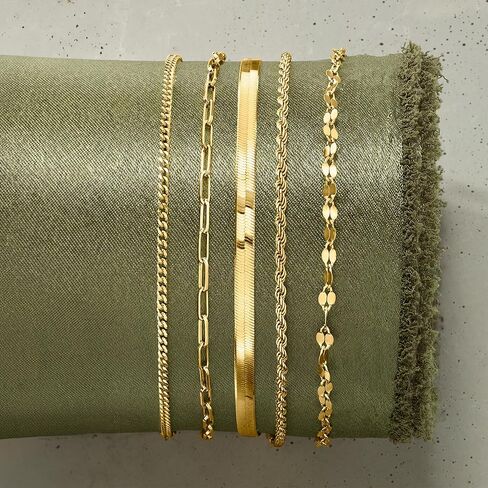 Ross-Simons Italian 18kt الذهب على مجموعة المجوهرات الاسترليني: 5 أساور سلسلة in Saudi Arabia