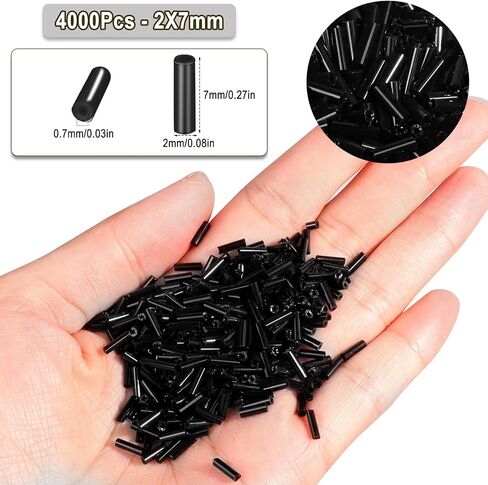 4000pcs Bugle Beads, Embroidery Tube Beads for Jewelry Making, Small Long Beads for Craft DIY Bracelet Necklaces Supplies, 7x2mm,Deep Purple in Kuwait
