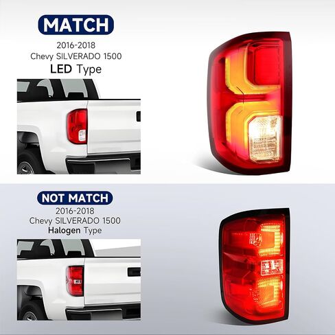 مجموعة أضواء الذيل متوافق مع 2016 2017 2018 Chevy Silverado 1500 LTZ LED LED LEDS LEVES ASSY OUTER مع المصابيح ، جانب السائق الأيسر استبدال GM2800294 84288718 in Kuwait
