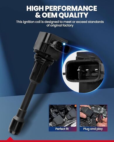 مجموعة أداء OEM من 6 UF617 ملفات الإشعال وتوصيلات شرارة Iridium المزدوجة من أجل Infiniti G37 Q50 QX50 M37 Q40 QX70 Q60 FX37 Q70 Q70L EX37 ، NISSAN 370Z BASE 370Z TEAT 370Z SPORT 370Z SPORT in Kuwait