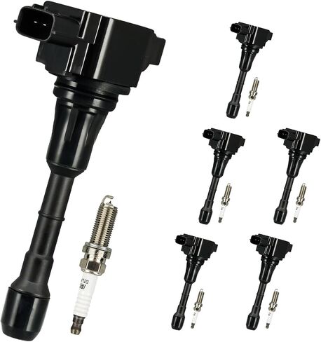 مجموعة أداء OEM من 6 UF617 ملفات الإشعال وتوصيلات شرارة Iridium المزدوجة من أجل Infiniti G37 Q50 QX50 M37 Q40 QX70 Q60 FX37 Q70 Q70L EX37 ، NISSAN 370Z BASE 370Z TEAT 370Z SPORT 370Z SPORT in Kuwait
