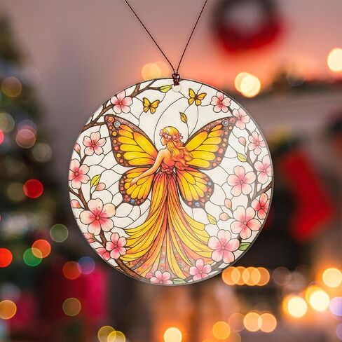 Butterfly Religious Cross Christmas Ornament, Suncatcher Effect Style Cross Design, Beautiful Butterfly Ornaments for Christmas Tree, Elegant Ornament Gift for Nature Lovers, Women, Spiritual Decor in Kuwait