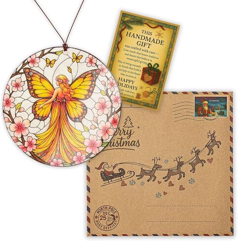 Butterfly Religious Cross Christmas Ornament, Suncatcher Effect Style Cross Design, Beautiful Butterfly Ornaments for Christmas Tree, Elegant Ornament Gift for Nature Lovers, Women, Spiritual Decor in Kuwait