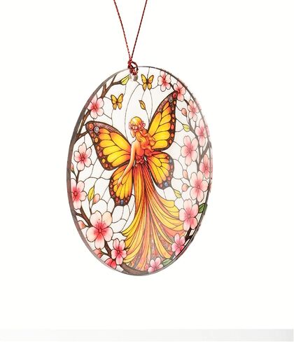 Butterfly Religious Cross Christmas Ornament, Suncatcher Effect Style Cross Design, Beautiful Butterfly Ornaments for Christmas Tree, Elegant Ornament Gift for Nature Lovers, Women, Spiritual Decor in Kuwait