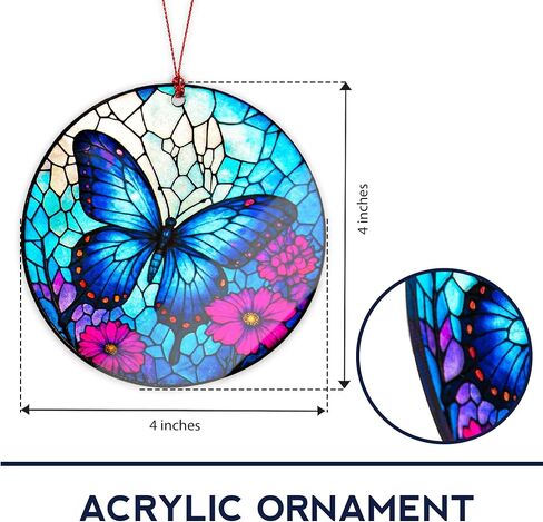 Butterfly Religious Cross Christmas Ornament, Suncatcher Effect Style Cross Design, Beautiful Butterfly Ornaments for Christmas Tree, Elegant Ornament Gift for Nature Lovers, Women, Spiritual Decor in Kuwait