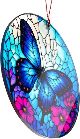 Butterfly Religious Cross Christmas Ornament, Suncatcher Effect Style Cross Design, Beautiful Butterfly Ornaments for Christmas Tree, Elegant Ornament Gift for Nature Lovers, Women, Spiritual Decor in Kuwait