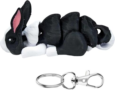 3D Printed Articulating Bunny Keychain – Realistic Bunny Design – Gift for Bunny Lovers - Metal Lobster Clasp Included in Saudi Arabia