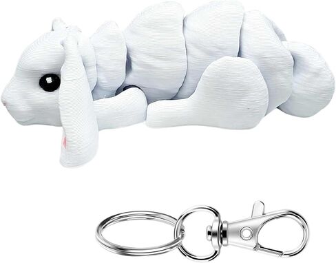 3D Printed Articulating Bunny Keychain – Realistic Bunny Design – Gift for Bunny Lovers - Metal Lobster Clasp Included in Saudi Arabia