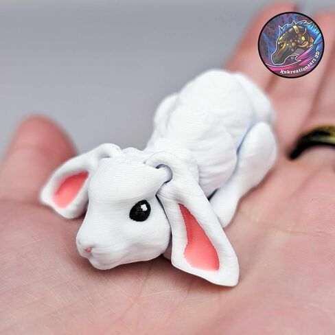 3D Printed Articulating Bunny Keychain – Realistic Bunny Design – Gift for Bunny Lovers - Metal Lobster Clasp Included in Saudi Arabia