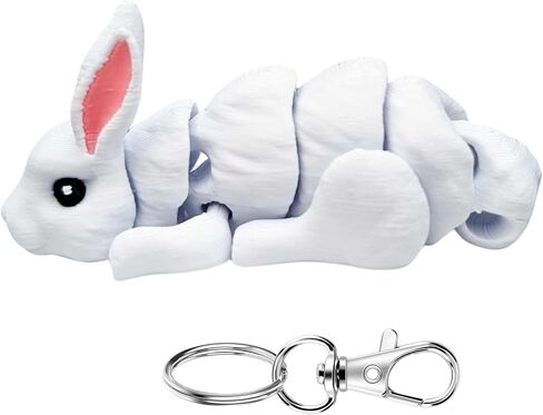 3D Printed Articulating Bunny Keychain – Realistic Bunny Design – Gift for Bunny Lovers - Metal Lobster Clasp Included in Saudi Arabia