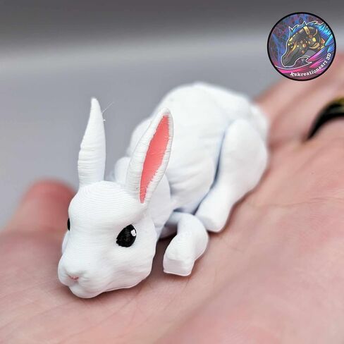 3D Printed Articulating Bunny Keychain – Realistic Bunny Design – Gift for Bunny Lovers - Metal Lobster Clasp Included in Saudi Arabia